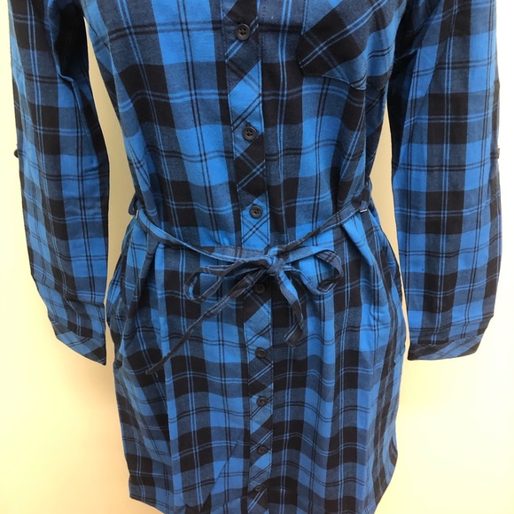BC Clothing | Women's Plaid Dress | Blue & Black Plaid | Size Small - Picture 3 of 5